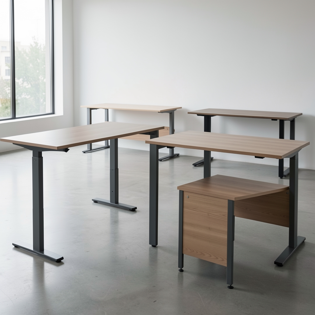 Modern ahşap kaplama ofis çalışma masası, geniş çalışma yüzeyi