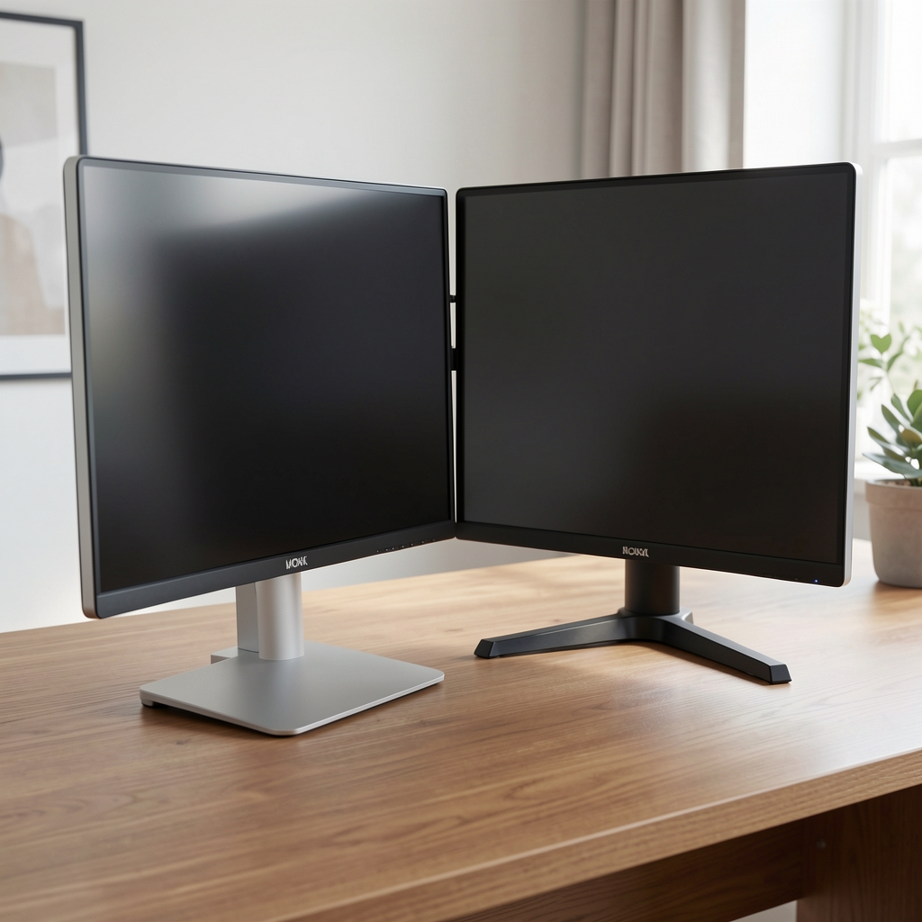 Alüminyum çift monitör standı, masa üstü konumlandırma