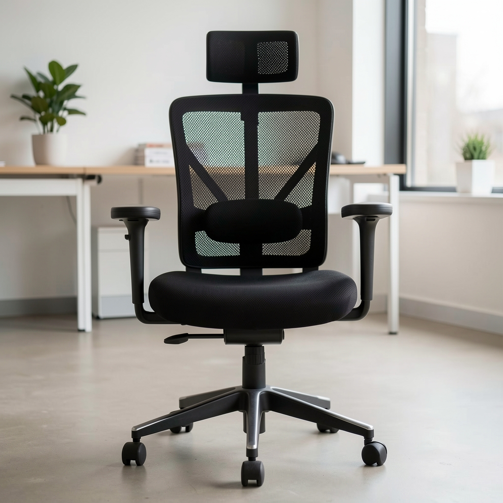 Ergonomik mesh ofis sandalyesi, bel desteği ve yükseklik ayarı